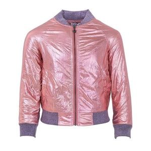 Lola + the Boys Women’s Lined Metallic Pink Track Jacket